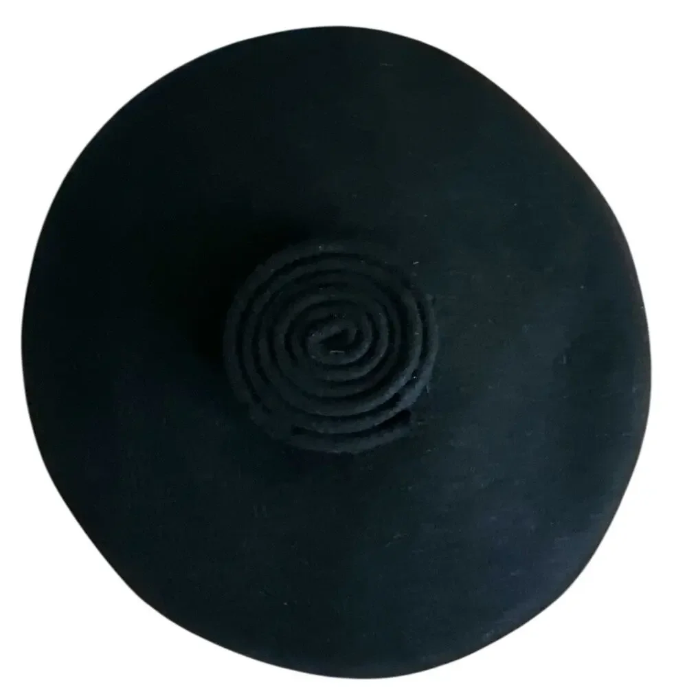 Vintage 1960s Black Fur Felt Pillbox Helmet Hat Mod Style - Picture 5 of 9